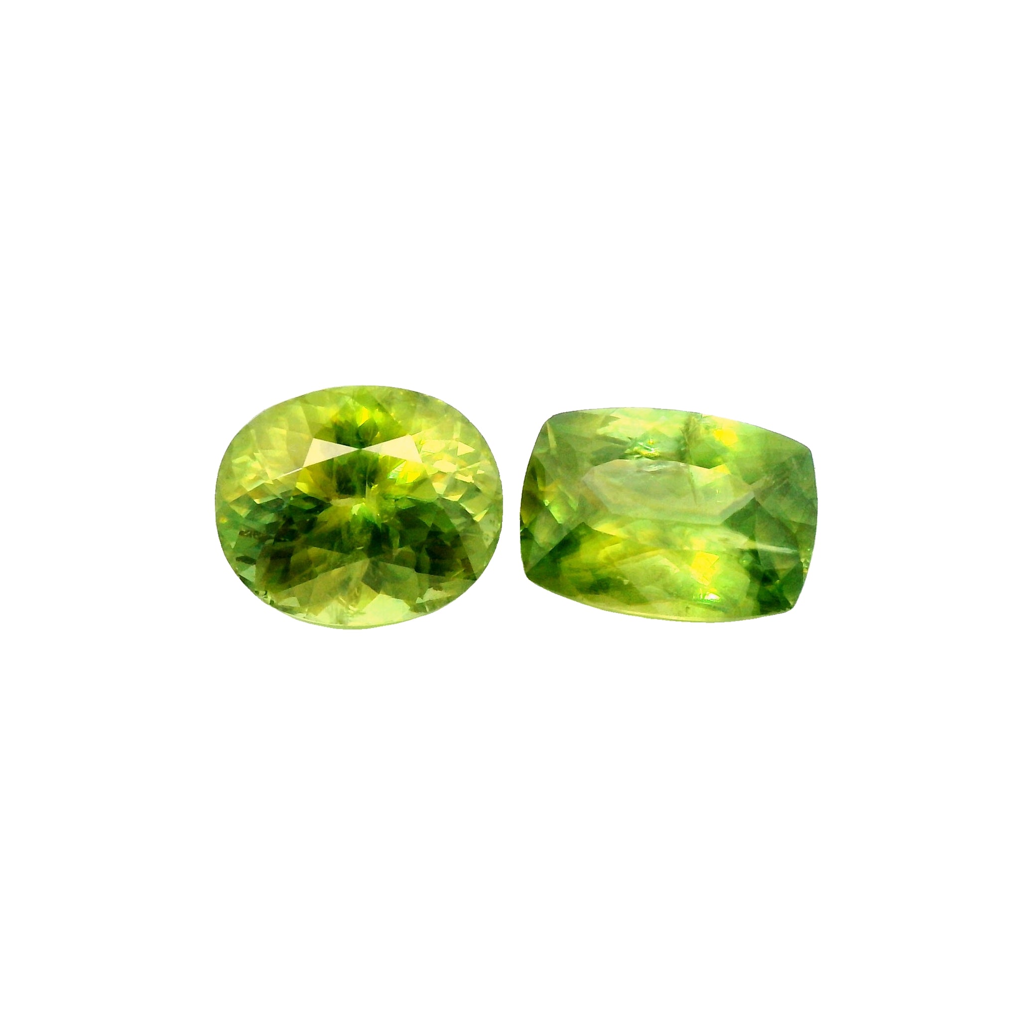 5.85ct Natural Sphene & Oval (octagon) Cut yellowish Green.
