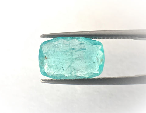 Natural Paraiba Tourmaline 3.45 CTS, Perfectly cut cushion shaped with neon blue in color for sale!
